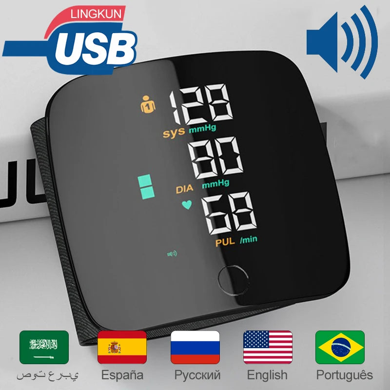 Monitor de Presión Arterial de Muñeca con Pantalla LED y Medición Rápida -  Tensiómetro digital Frecuencia cardíaca
