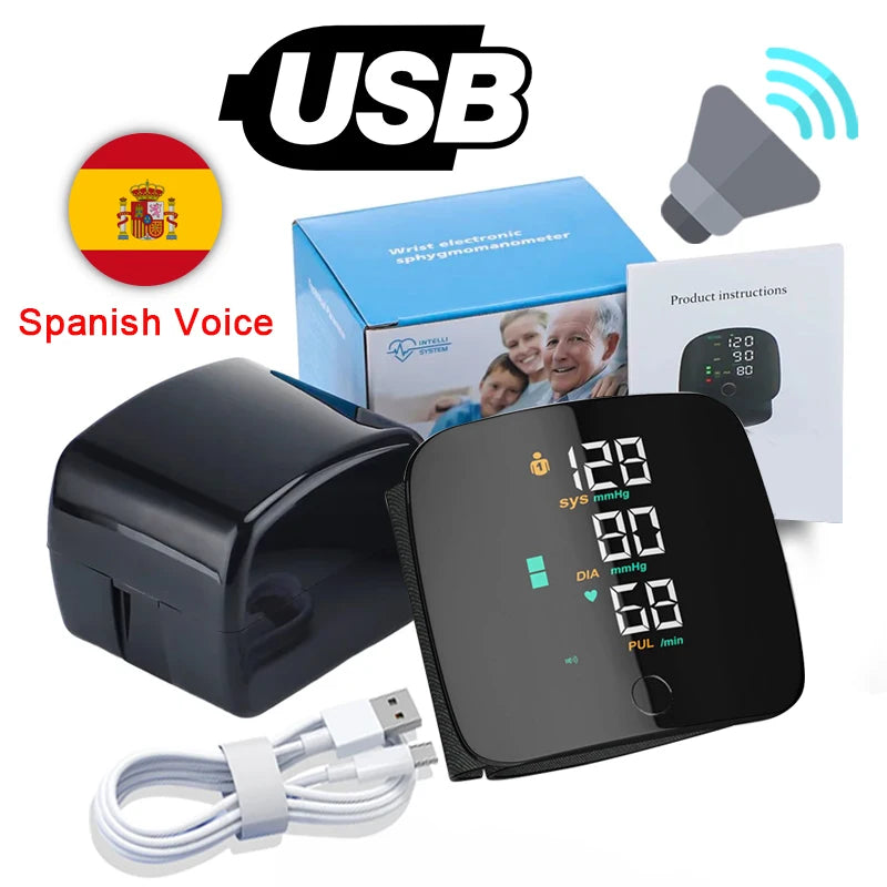 Monitor de Presión Arterial de Muñeca con Pantalla LED y Medición Rápida -  Tensiómetro digital Frecuencia cardíaca
