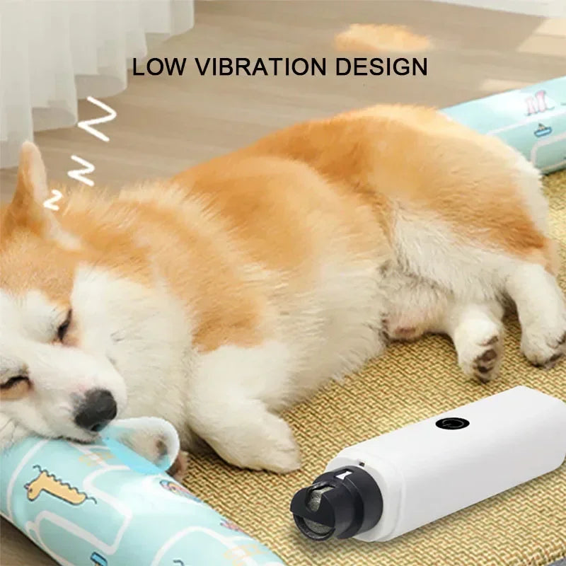 Cortauñas eléctrico para perros, limadora de uñas recargable por USB, luz LED, silencioso, para el cuidado de las uñas de mascotas y gatos.